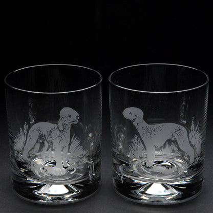 Bedlington Terrier Dog Whiskey Tumbler Glass - Hand Etched/Engraved Gift