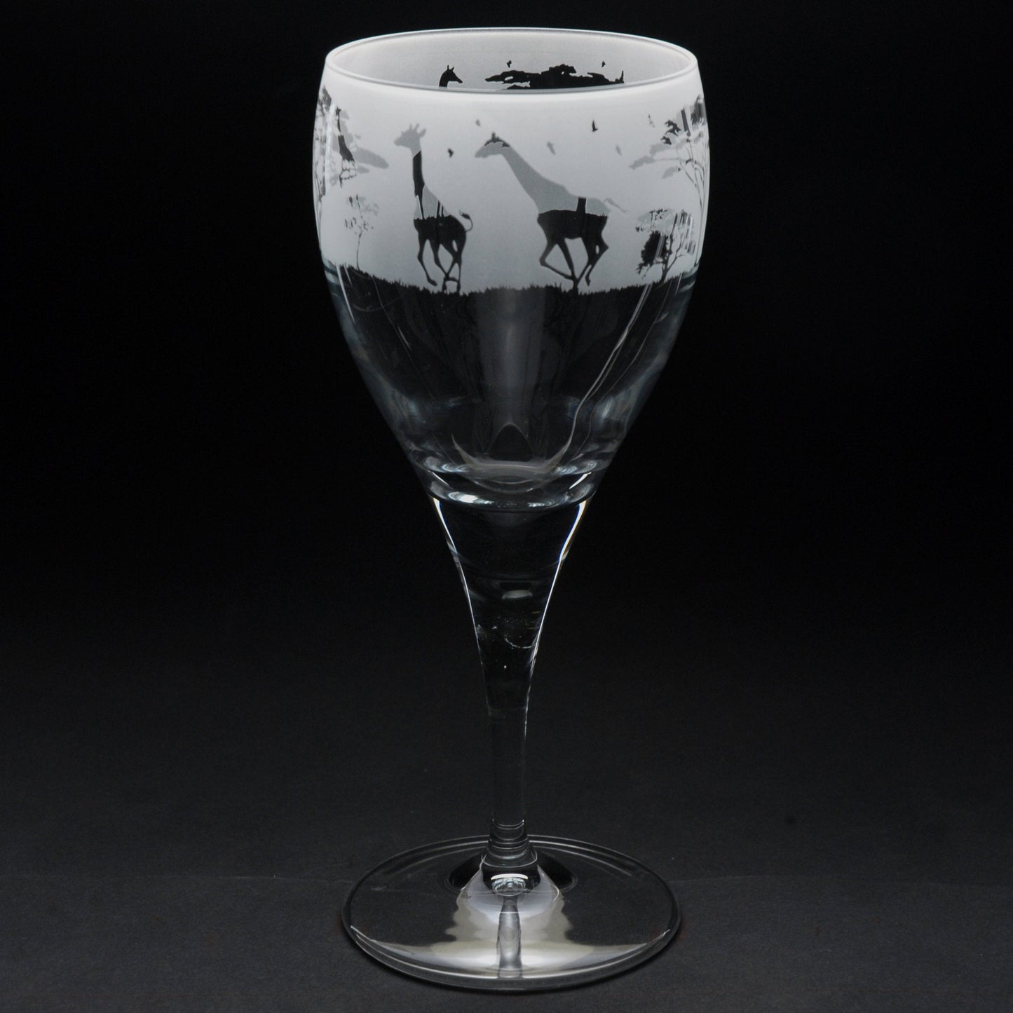 Giraffe Crystal Wine Glass - Hand Etched/Engraved Gift