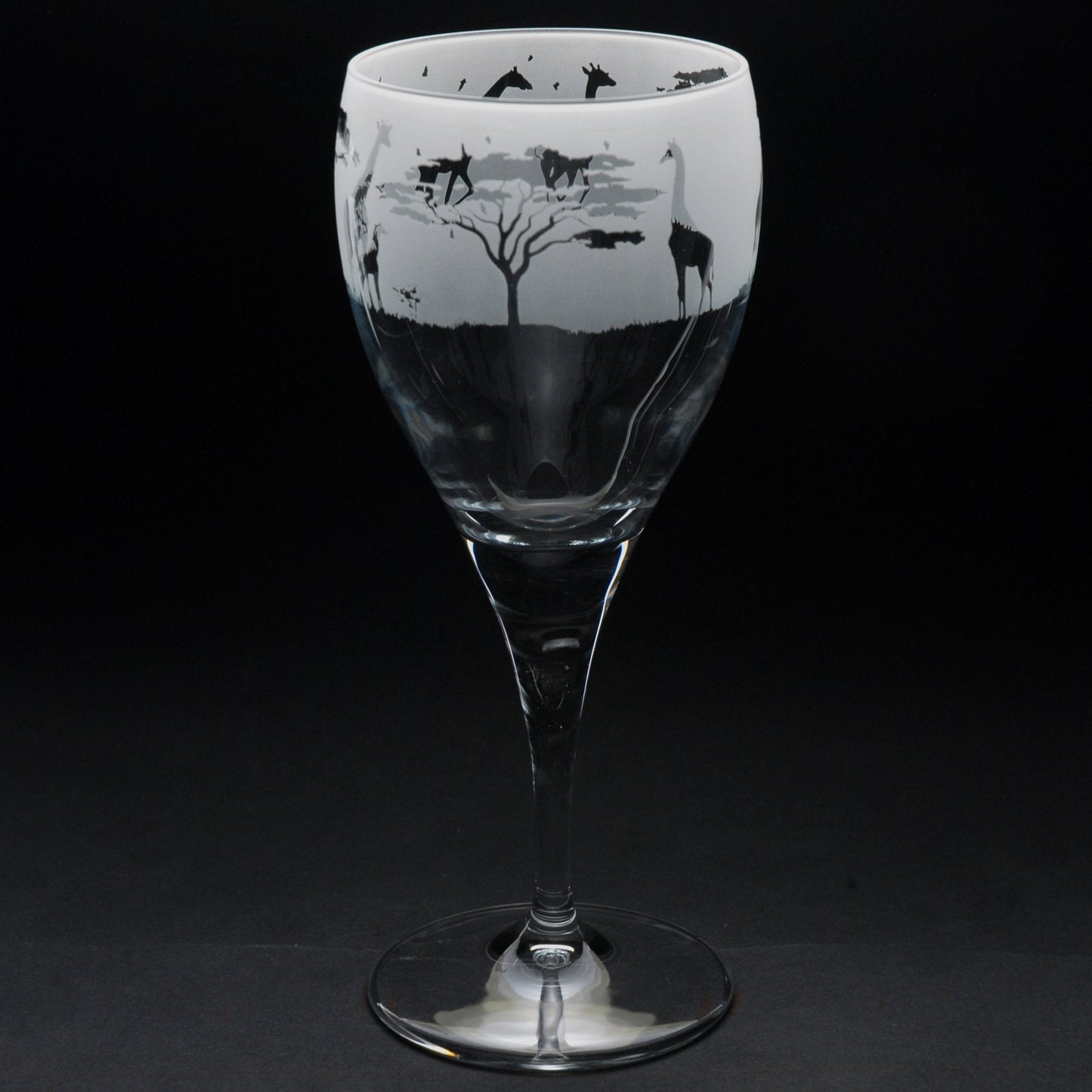 Giraffe Crystal Wine Glass - Hand Etched/Engraved Gift