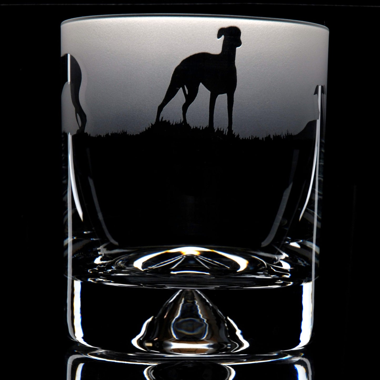 Whippet Dog Whiskey Tumbler Glass - Hand Etched/Engraved Gift