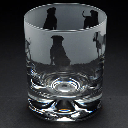 American Bulldog Dog Whiskey Tumbler Glass - Hand Etched/Engraved Gift