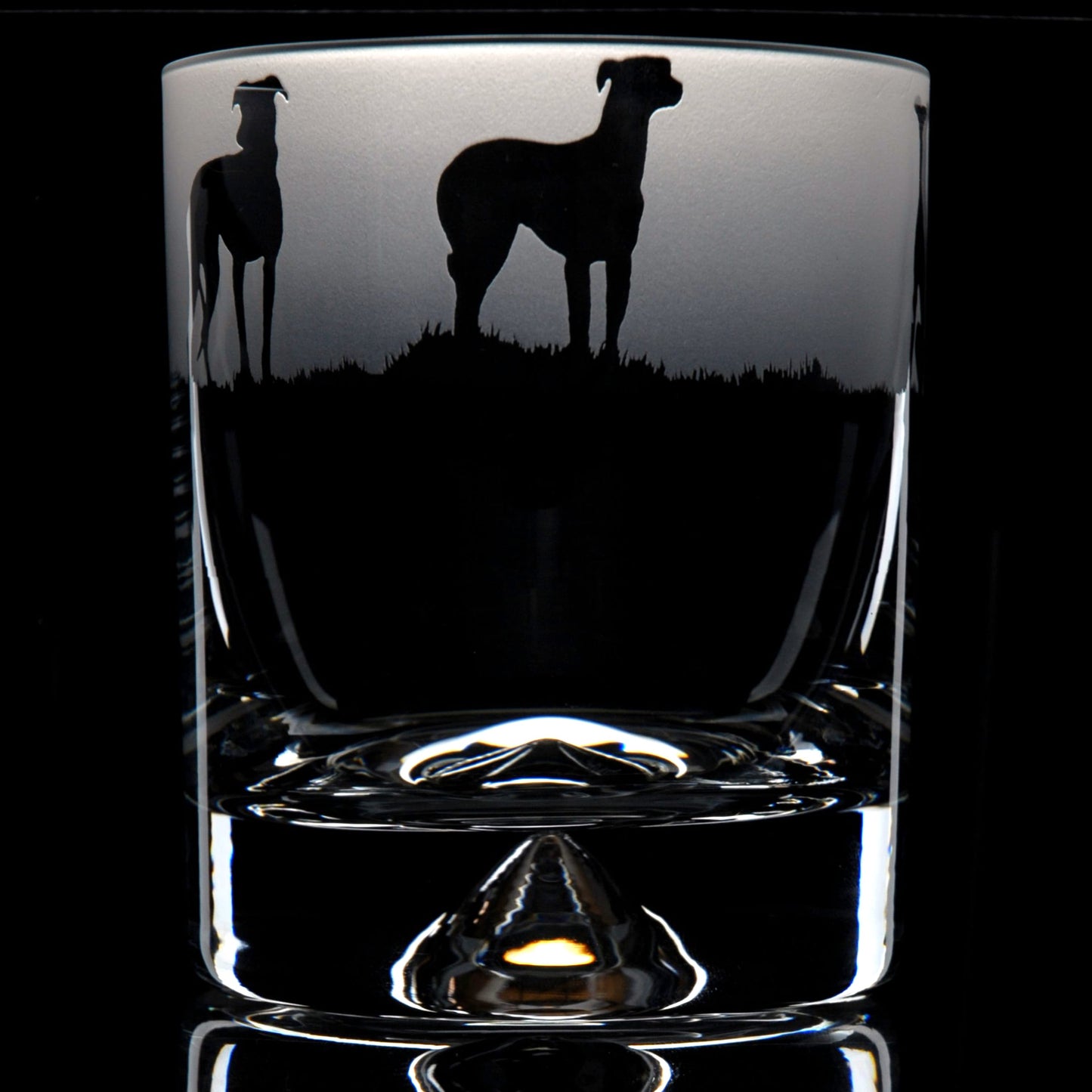 Greyhound Dog Whiskey Tumbler Glass - Hand Etched/Engraved Gift