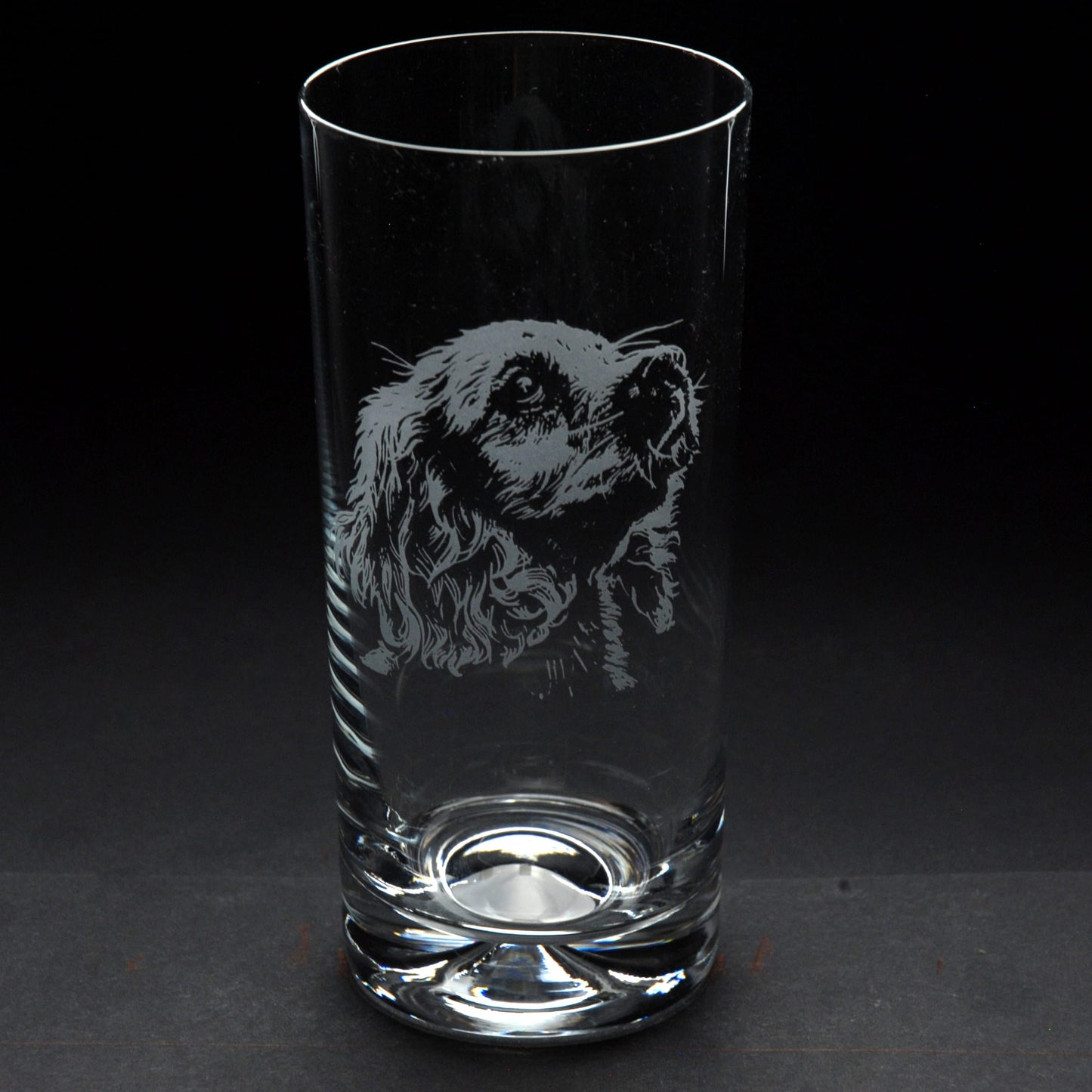 Cocker Spaniel Dog Head Highball Glass - Hand Etched/Engraved Gift