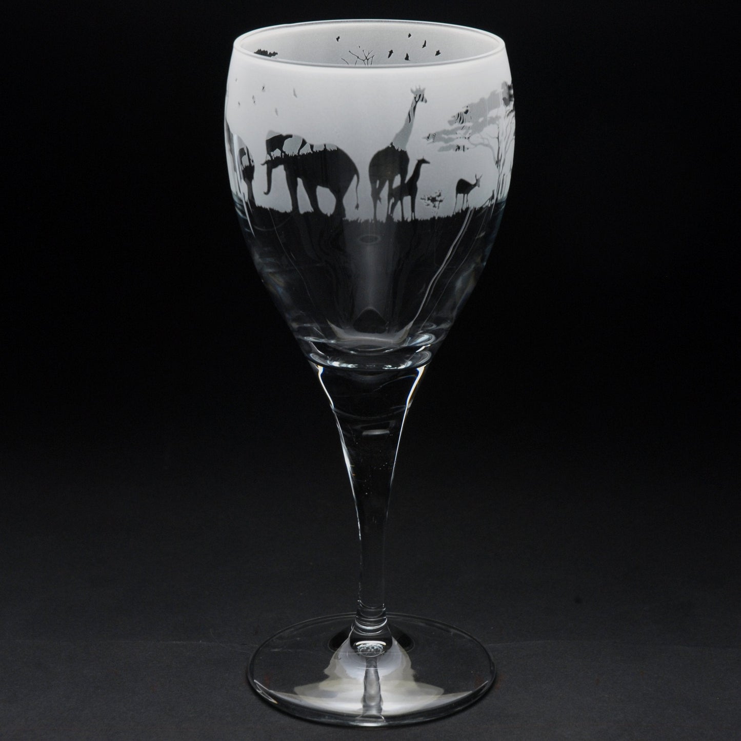 Safari Crystal Wine Glass - Hand Etched/Engraved Gift