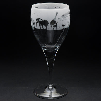 Safari Crystal Wine Glass - Hand Etched/Engraved Gift