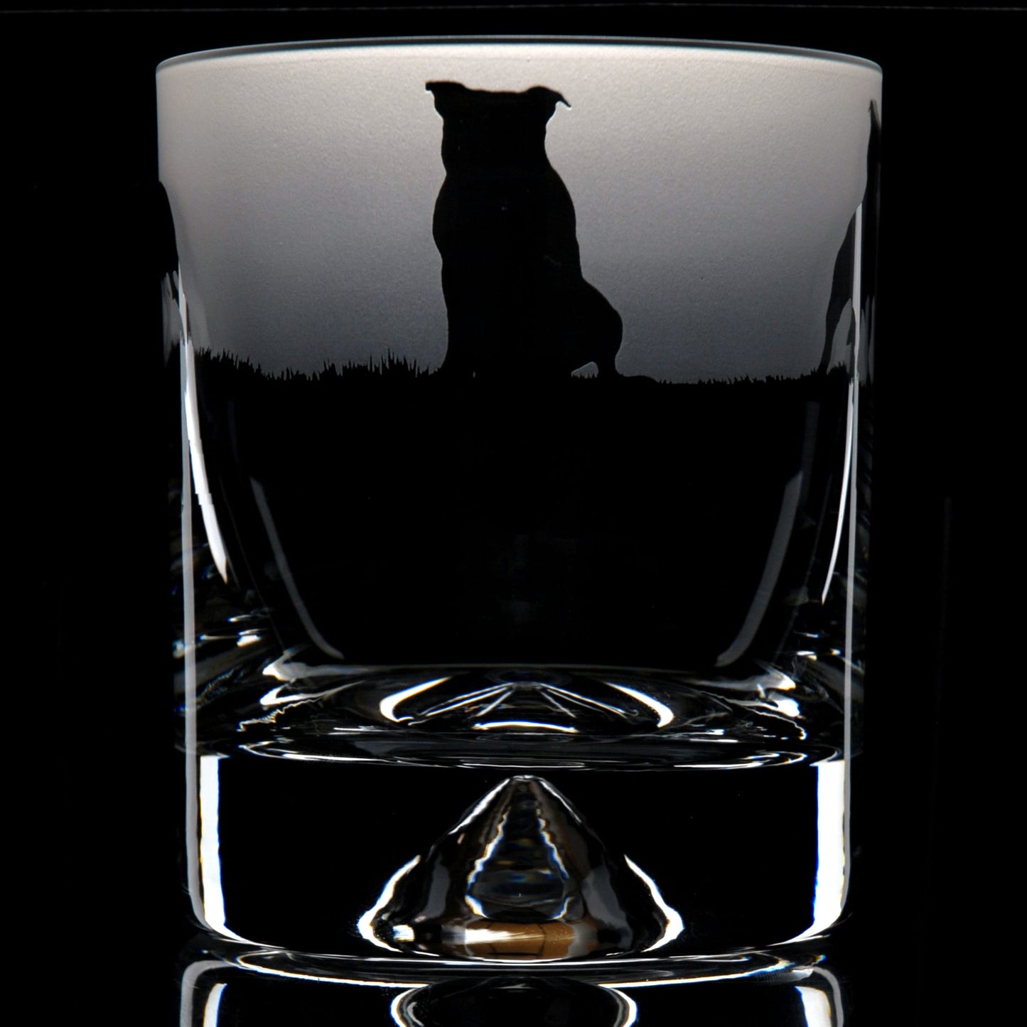 Staffy Dog Whiskey Tumbler Glass - Hand Etched/Engraved Gift