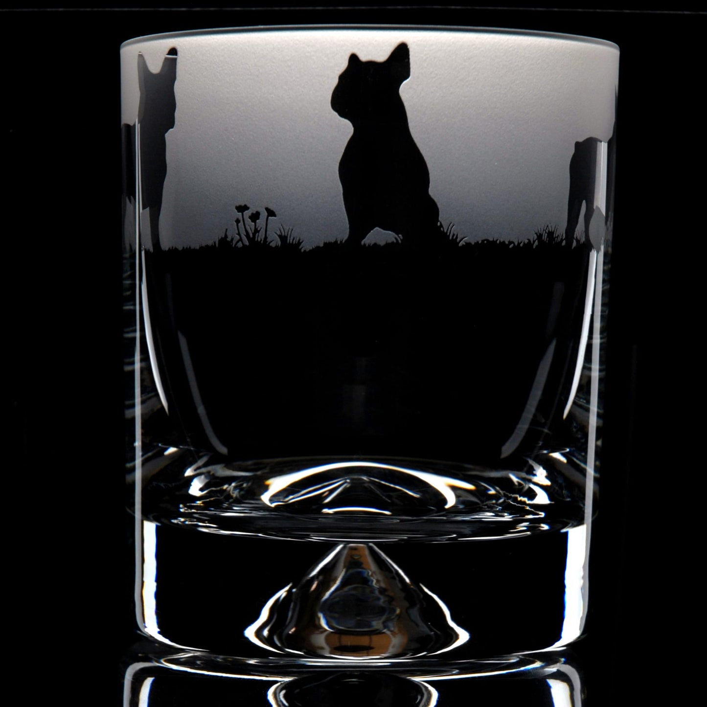 French Bulldog Dog Whiskey Tumbler Glass - Hand Etched/Engraved Gift