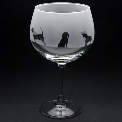 Beagle Dog Gin Cocktail Glass - Hand Etched/Engraved Gift