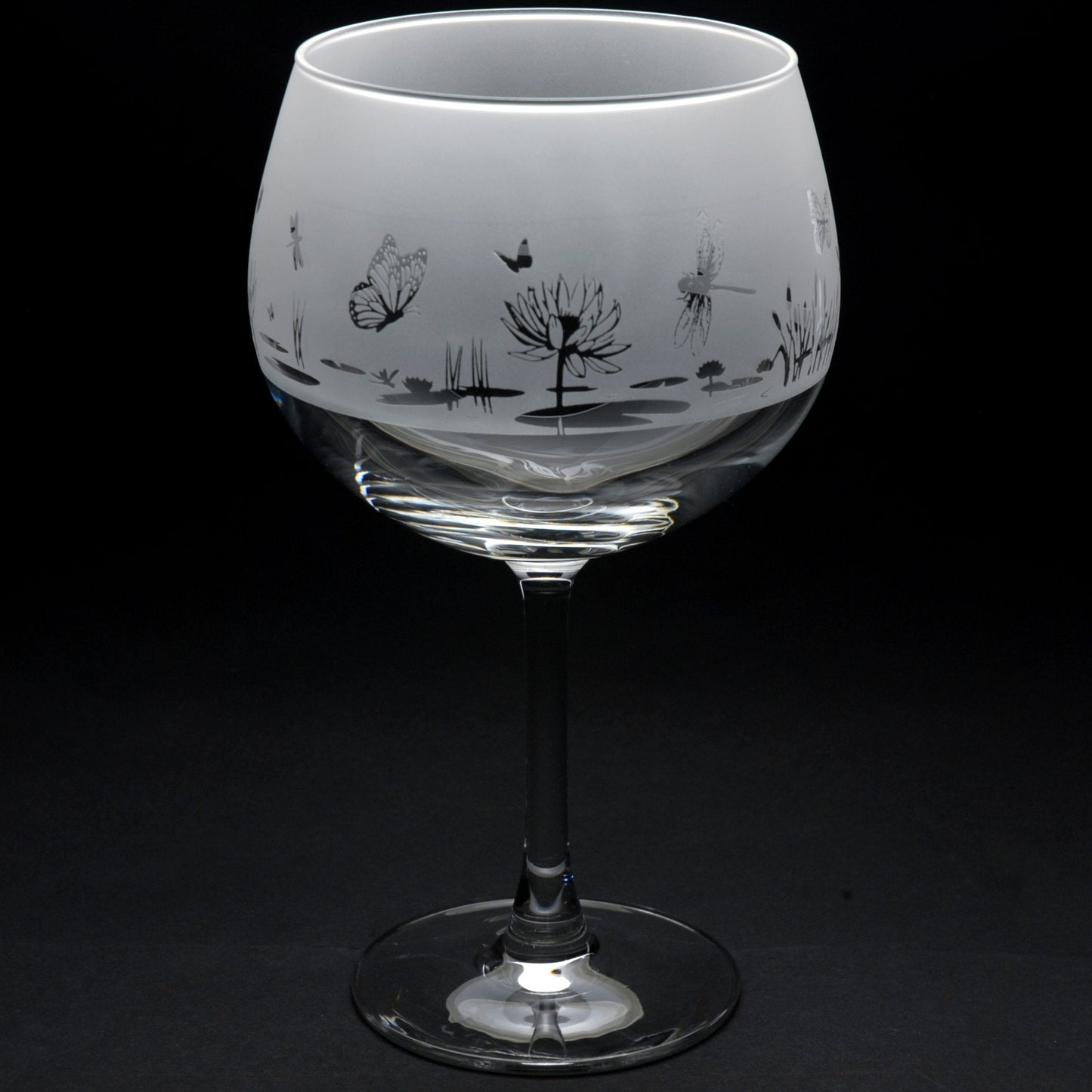 Butterfly and Dragonfly Gin Cocktail Glass - Hand Etched/Engraved Gift