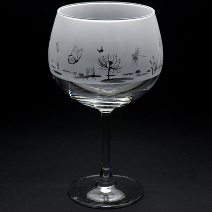 Butterfly and Dragonfly Gin Cocktail Glass - Hand Etched/Engraved Gift