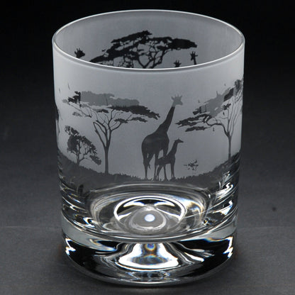 Giraffe Whiskey Tumbler Glass - Hand Etched/Engraved Gift