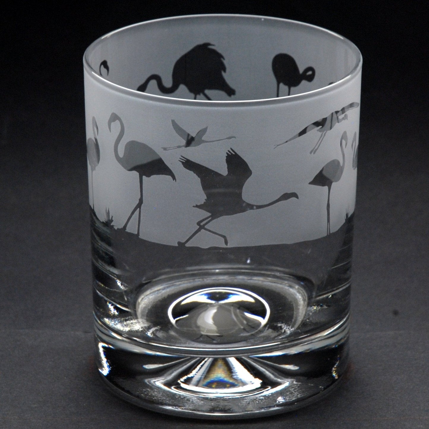 Flamingo Whiskey Tumbler Glass - Hand Etched/Engraved Gift