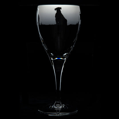 Schnauzer Dog Crystal Wine Glass - Hand Etched/Engraved Gift