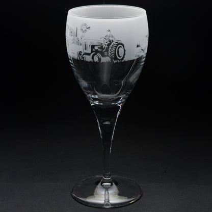 Farm Animals Crystal Wine Glass - Hand Etched/Engraved Gift