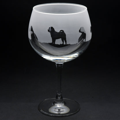 Shar Pei Dog Gin Cocktail Glass - Hand Etched/Engraved Gift