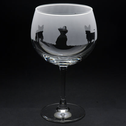 Yorkie Dog Gin Cocktail Glass - Hand Etched/Engraved Gift