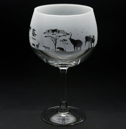 Safari Gin Cocktail Glass - Hand Etched/Engraved Gift