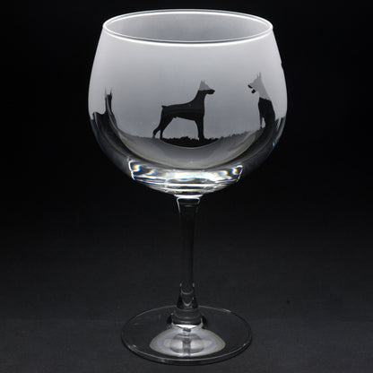 Dobermann Dog Gin Cocktail Glass - Hand Etched/Engraved Gift