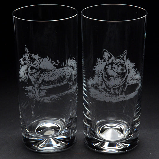 Corgi Dog Highball Glass - Hand Etched/Engraved Gift