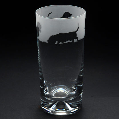 Basset Hound Dog Highball Glass - Hand Etched/Engraved Gift