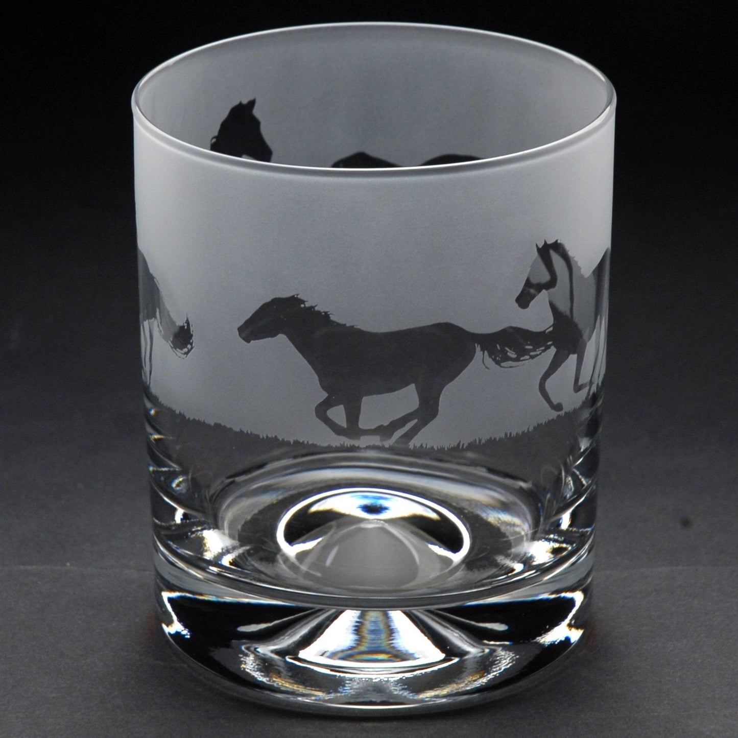 Galloping Horse Whiskey Tumbler Glass - Hand Etched/Engraved Gift