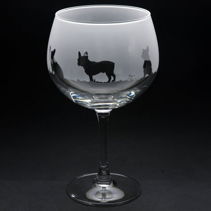 French Bulldog Dog Gin Cocktail Glass - Hand Etched/Engraved Gift