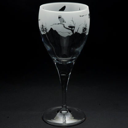 Owl Crystal Wine Glass - Hand Etched/Engraved Gift