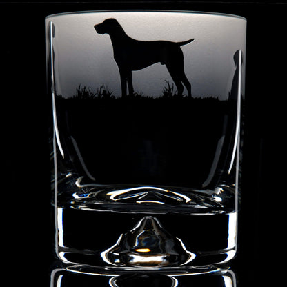 Pointer Dog Whiskey Tumbler Glass - Hand Etched/Engraved Gift