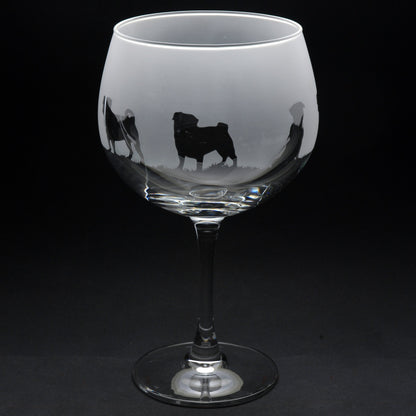 Pug Dog Gin Cocktail Glass - Hand Etched/Engraved Gift