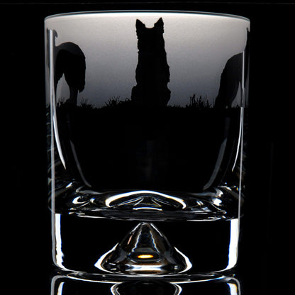 Border Collie Dog Whiskey Tumbler Glass - Hand Etched/Engraved Gift