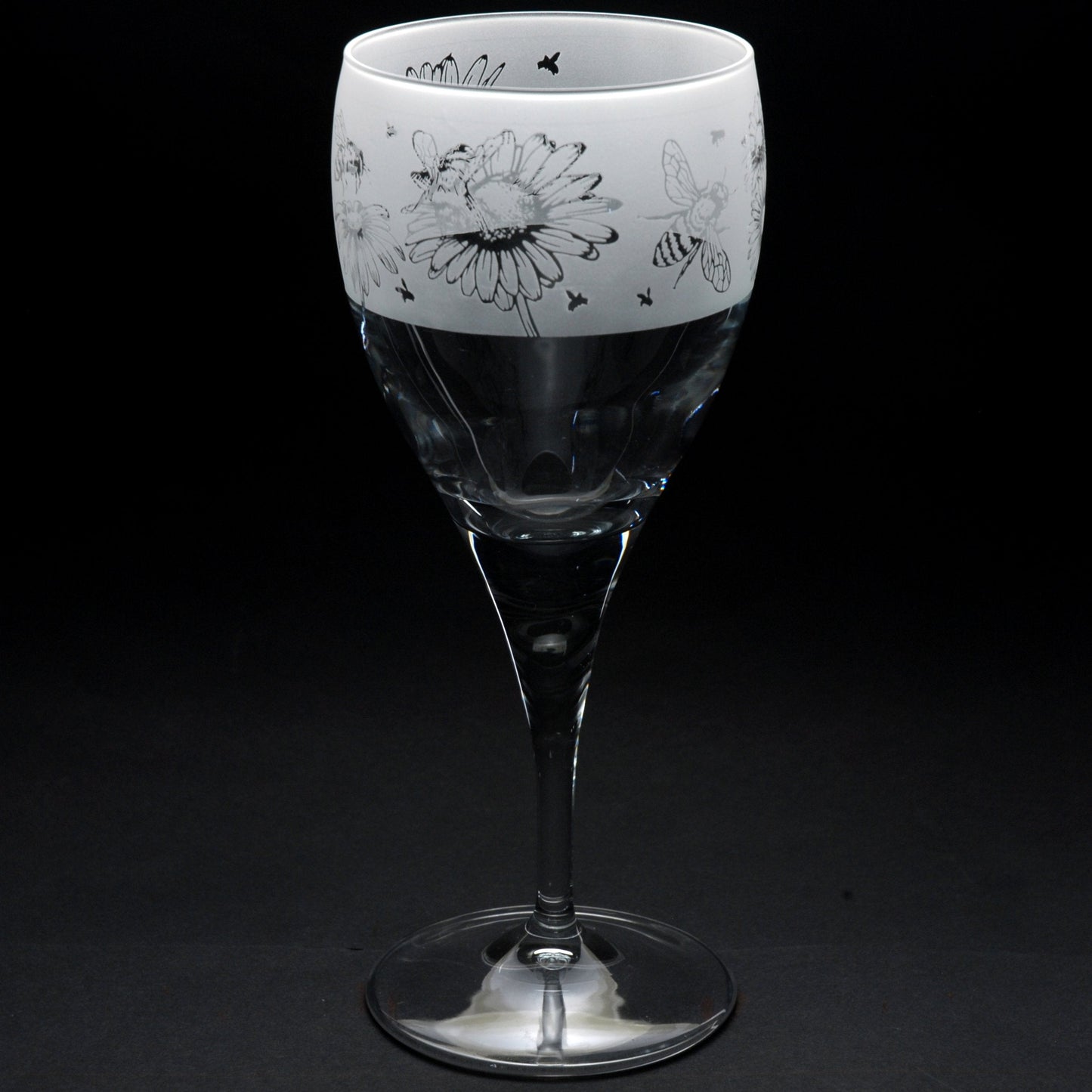 Bee Crystal Wine Glass - Hand Etched/Engraved Gift