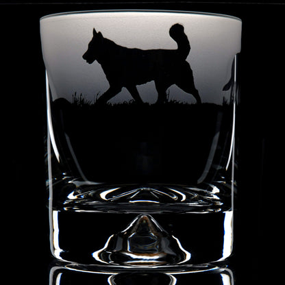 Husky Dog Whiskey Tumbler Glass - Hand Etched/Engraved Gift