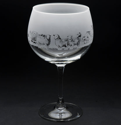 Farm Animals Gin Cocktail Glass - Hand Etched/Engraved Gift