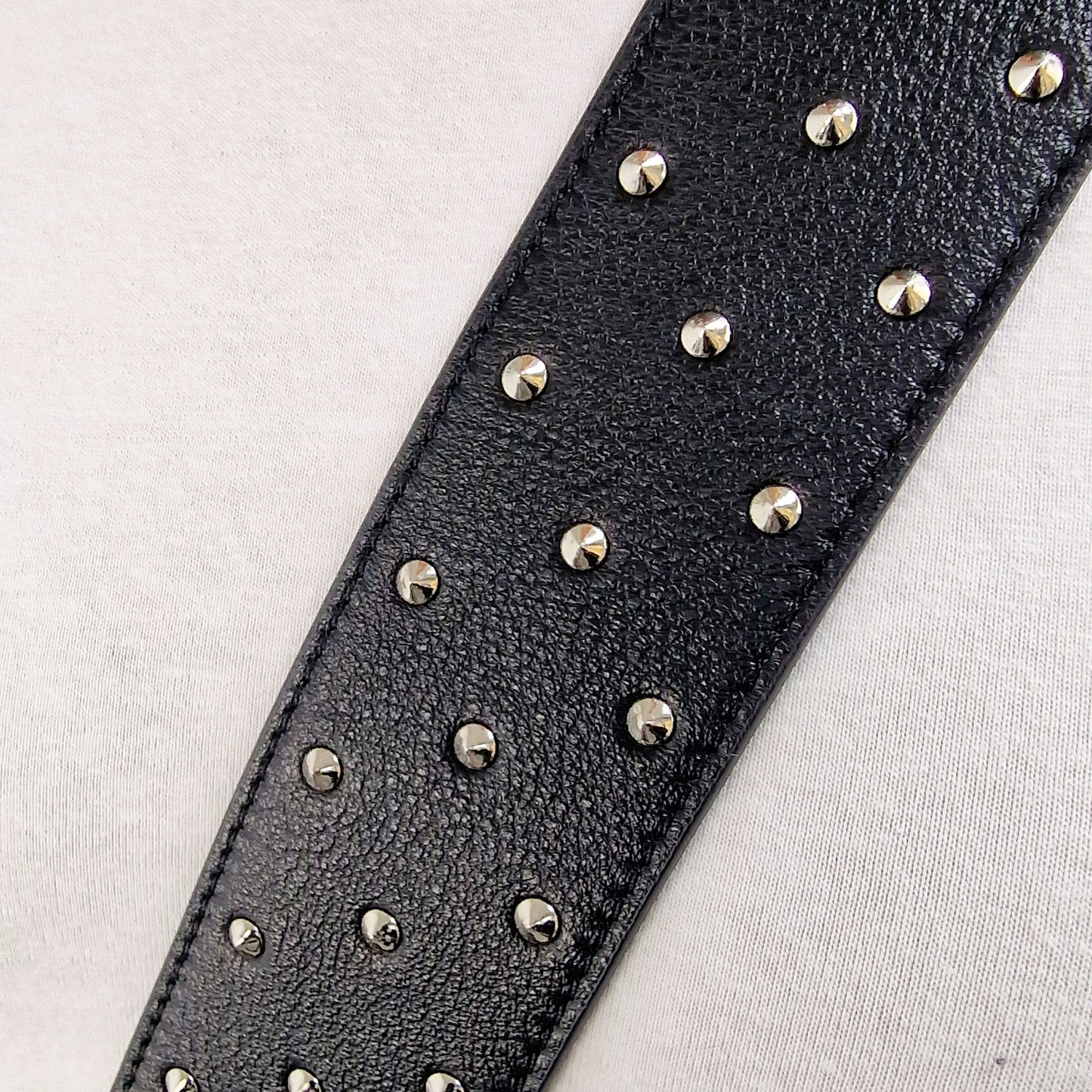 Stevie Silver Studded Black Leather Strap