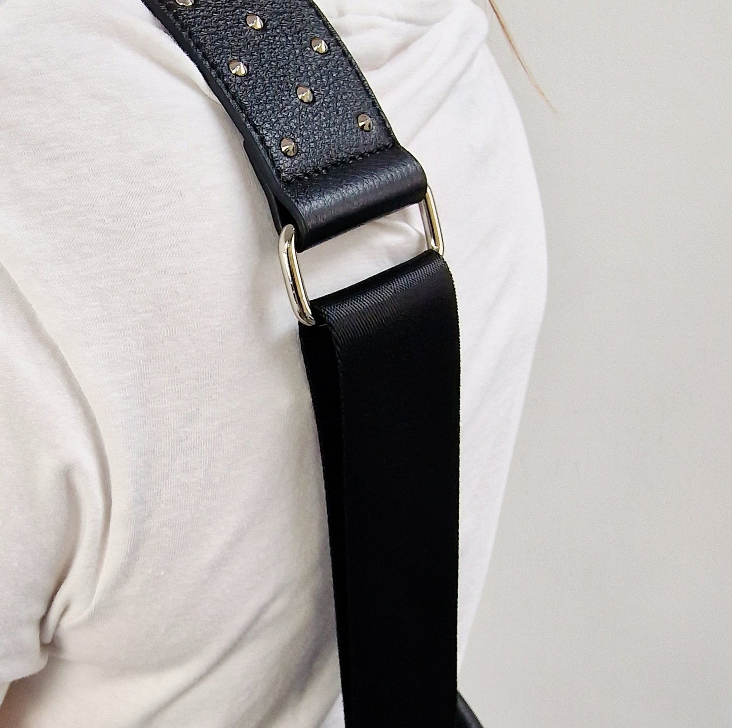 Stevie Silver Studded Black Leather Strap