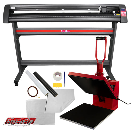 Clam Heat Press 38 x 38cm & 1350mm Vinyl Cutter Bundle