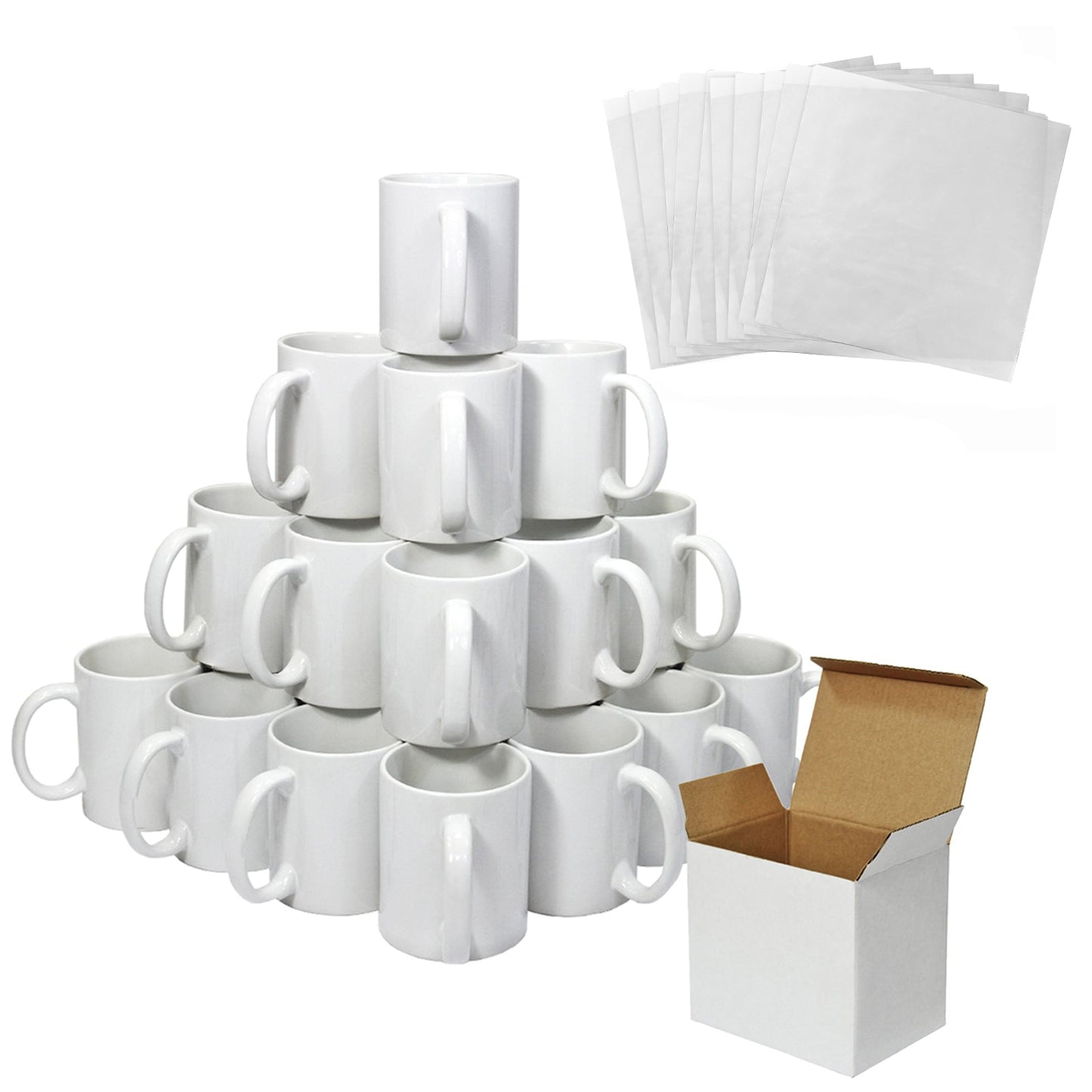 72 11oz White Mugs With Boxes & 10 Sublimation Sheets