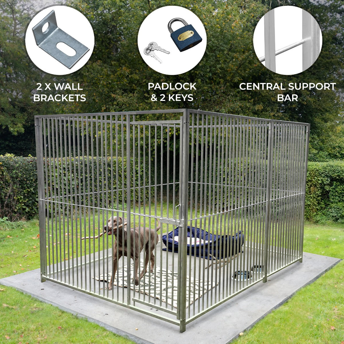 1.5m Dog Run Panel With Door – 8cm Bar Spacing