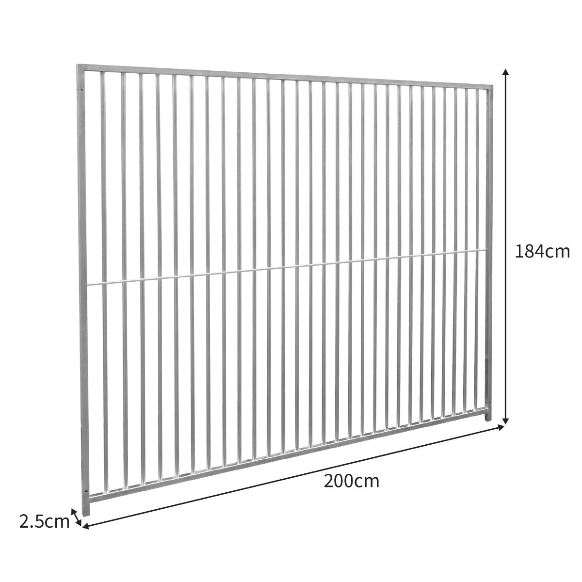 2m Dog Run Panel – 5cm Bar Spacing