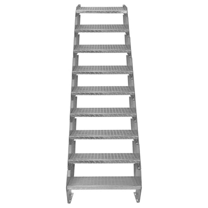 Adjustable 9 Section Galvanised Staircase - 600mm Wide