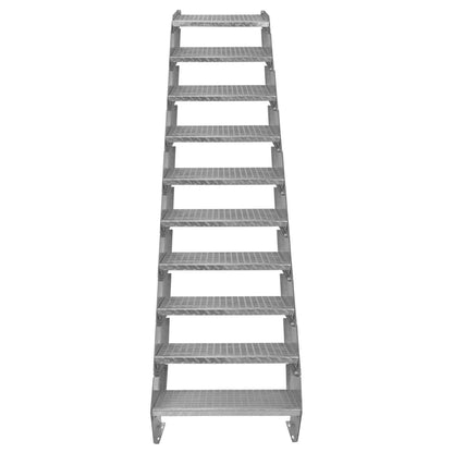 Adjustable 10 Section Galvanised Staircase - 600mm Wide