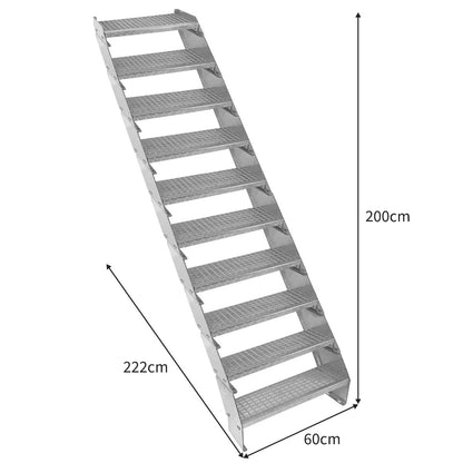 Adjustable 10 Section Galvanised Staircase - 600mm Wide