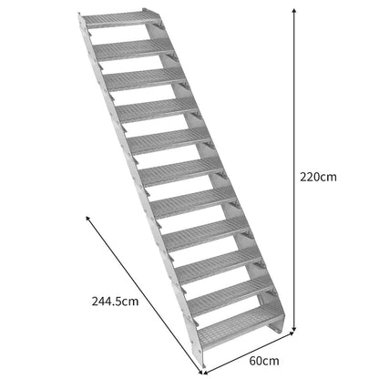 Adjustable 11 Section Galvanised Staircase - 600mm Wide