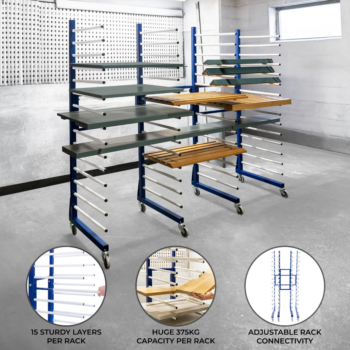 Combi Spray Drying Rack Trolley x 3 & 2 Connectors