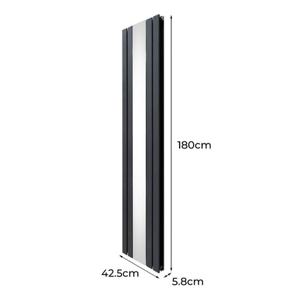 Flat Mirror Radiator - 1800mm x 425mm - Anthracite Grey