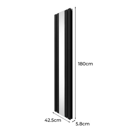 Flat Mirror Radiator - 1800mm x 425mm - Black