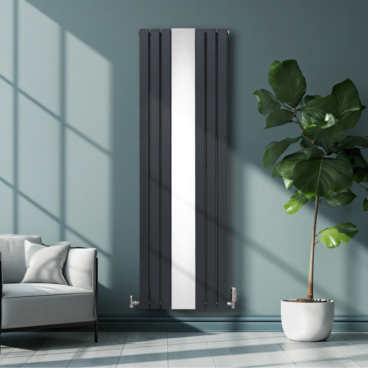 Flat Mirror Radiator - 1800mm x 565mm - Anthracite Grey