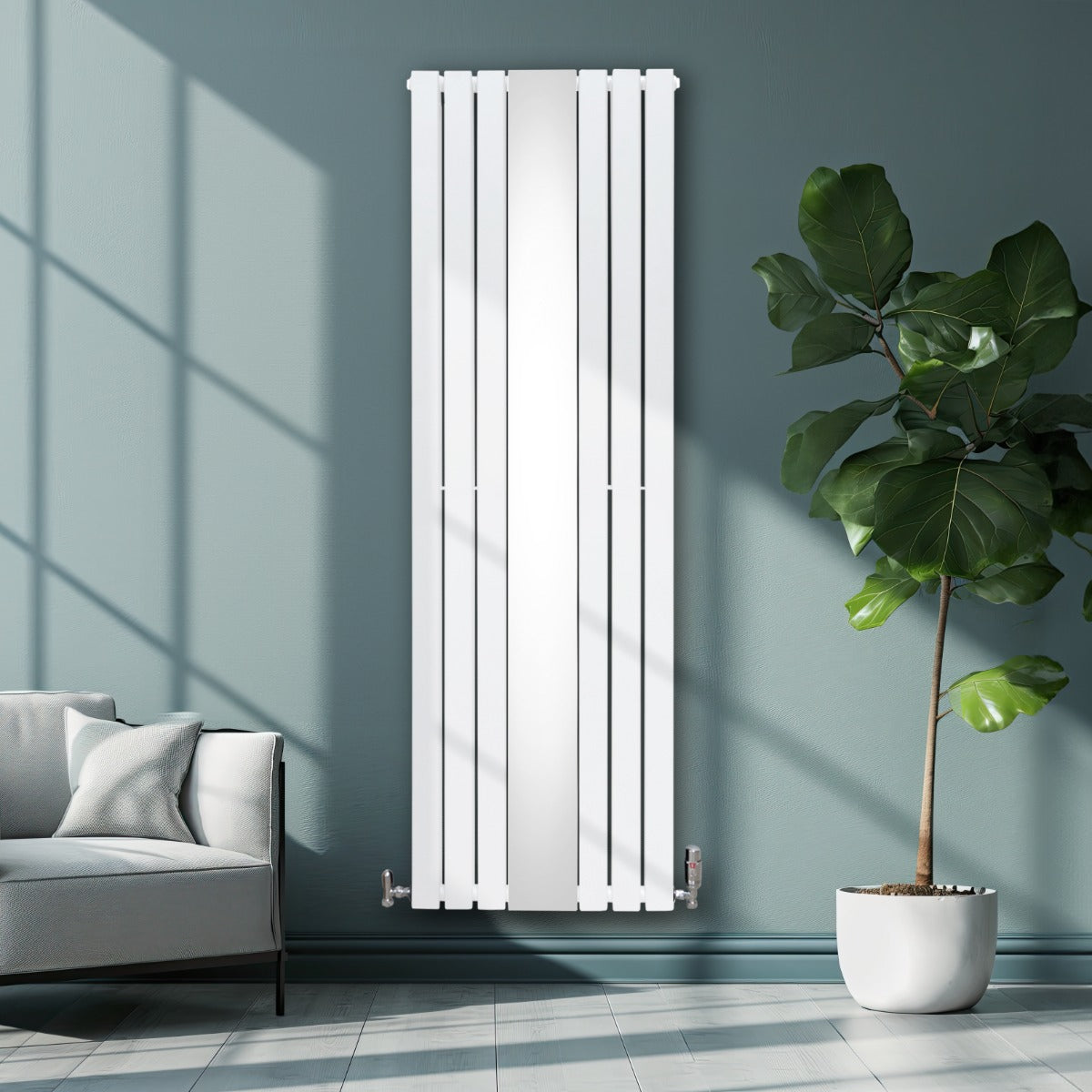 Flat Mirror Radiator - 1800mm x 565mm - White