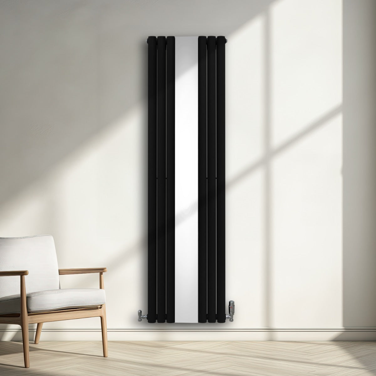 Oval Mirror Radiator - 1800mm x 500mm - Black