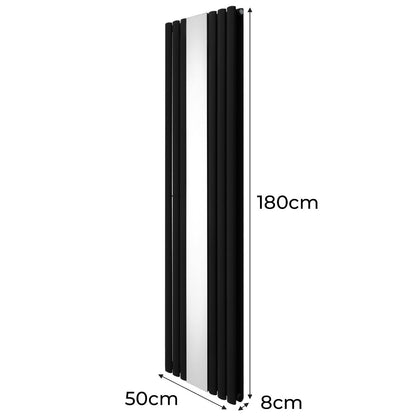 Oval Mirror Radiator - 1800mm x 500mm - Black